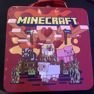 Minecraft Red Lunch Box & 3pc. Toy Bundle